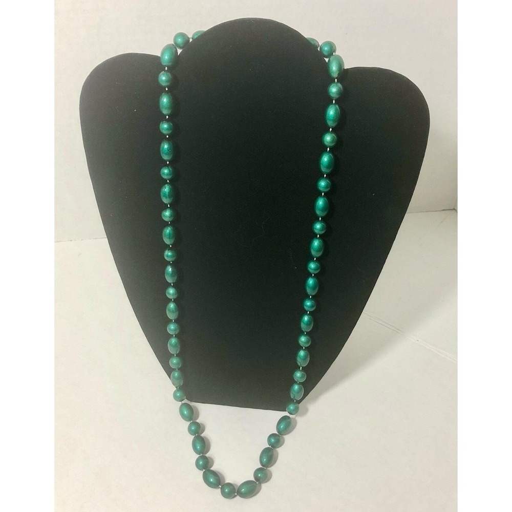 VTG Traditional Flamenco Spanish Sevillanas Bead Necklace Teal 30"